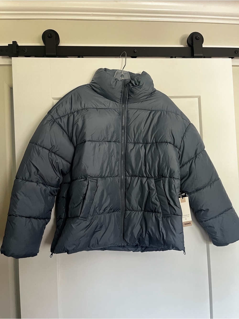 Ci Sono Blue Steel Quilted Puffer Jacket Size M NWT